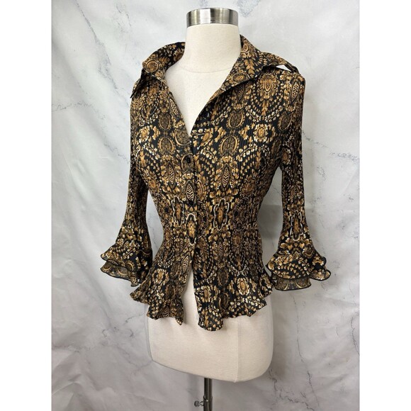 Vintage Y2K Blouse Top sz S Fairy Grunge Club Rave Pleat Weird Girl Indie Sleaze - Picture 13 of 16